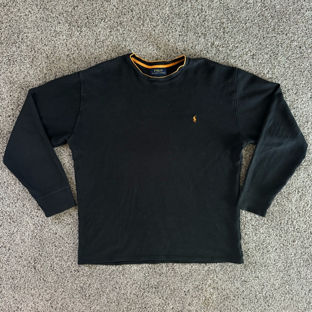 Polo by Ralph Lauren Black Shirt with Orange Trim